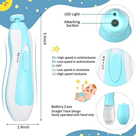6 in 1 Electric Baby Nail Trimmer Sharpener, Kids Scissors, Baby Nail Care Trimmer Manicure