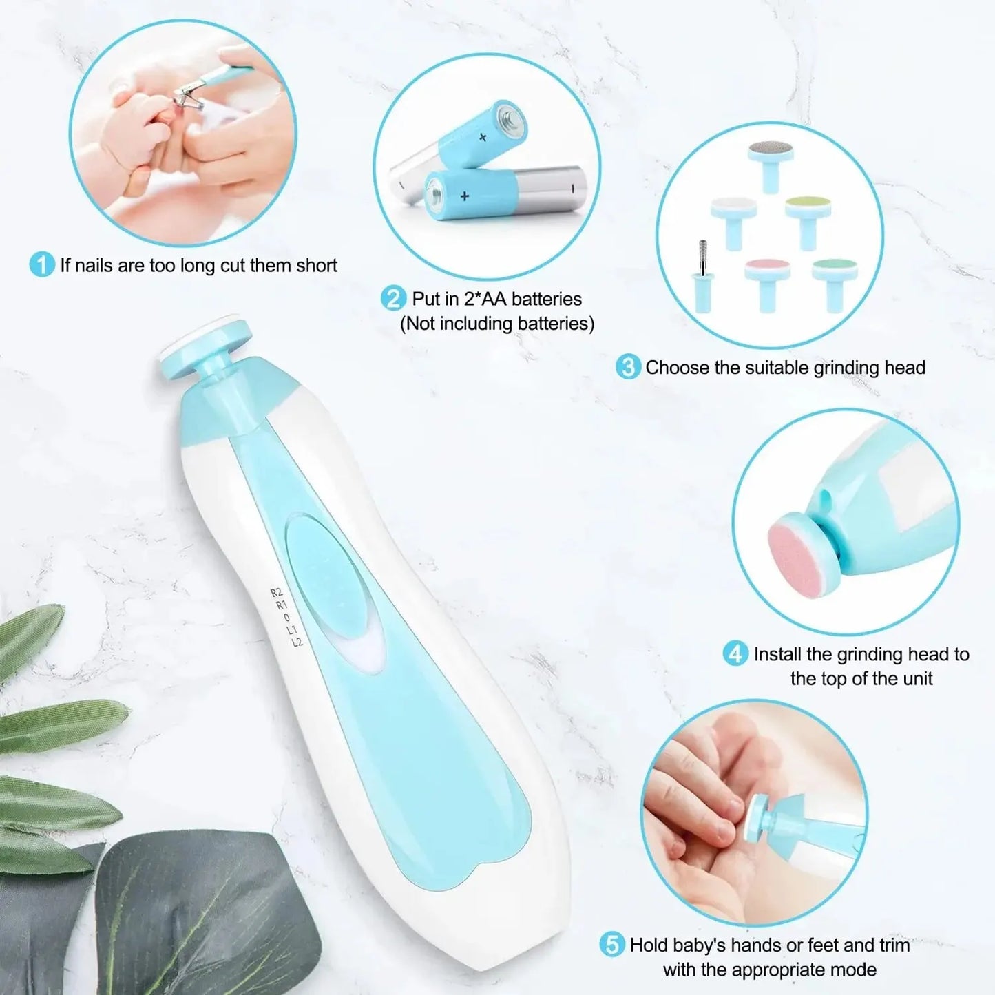 6 in 1 Electric Baby Nail Trimmer Sharpener, Kids Scissors, Baby Nail Care Trimmer Manicure